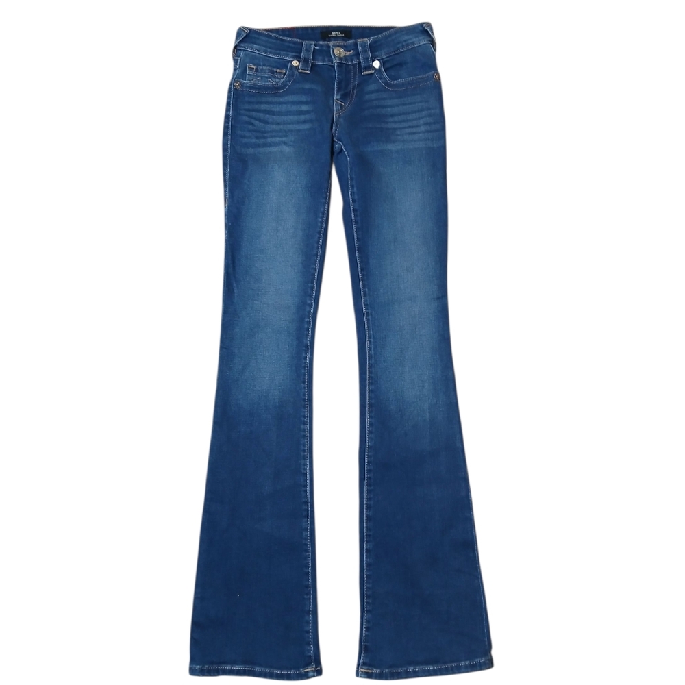 True Religion Becca Mid Rise Bootbut Flare Dark Blue Wash Jeans Size 24